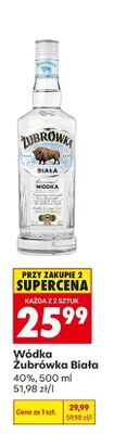 Wódka Żubrówka Biała 40% promocja w Biedronka