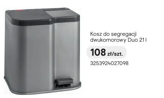 Kosz do segregacji dwukomorowy Duo 21l promocja w Castorama