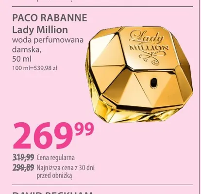 Woda perfumowana damska Lady Million Paco Rabanne promocja w Hebe
