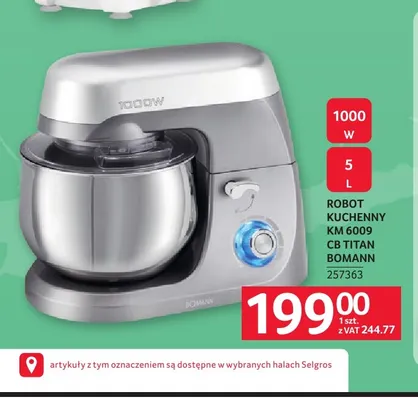 Robot kuchenny Km 6009 Cb Titan Bomann promocja w Selgros
