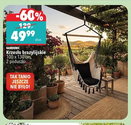 Krzesło brazylijskie Gardenic z 2 poduszkami 100x130 cm promocja w Biedronka