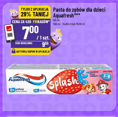 Pasta do zębów dla dzieci Aquafresh Splash promocja w POLOmarket