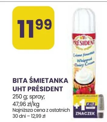 Bita śmietanka UHT Président promocja w Stokrotka