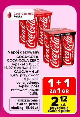 Napój gazowany Coca-Cola 4-pak promocja w Carrefour