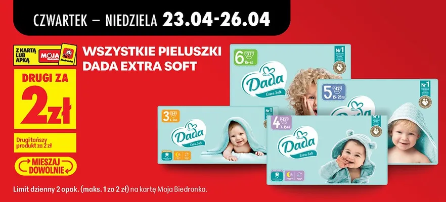 Pieluszki Dada Extra Soft rozmiar 3 promocja w Biedronka