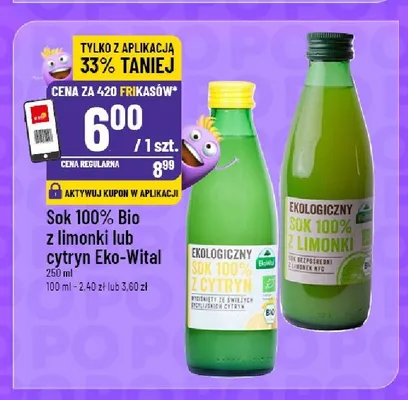 Sok 100% Bio z cytryn Eko-Wital promocja w POLOmarket