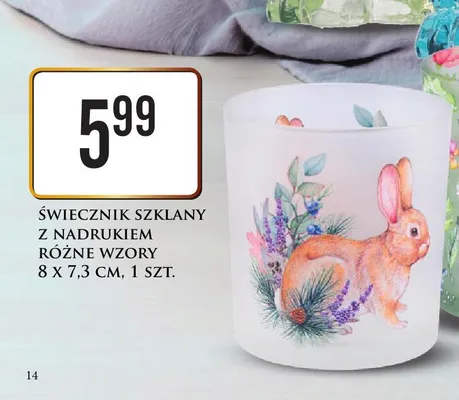 Świecznik szklany z nadrukiem różne wzory promocja w Dino