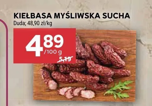 Kiełbasa myśliwska sucha Duda promocja w Stokrotka