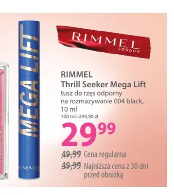 Tusz do rzęs odporny na rozmazywanie Rimmel Thrill Seeker Mega Lift promocja w Hebe