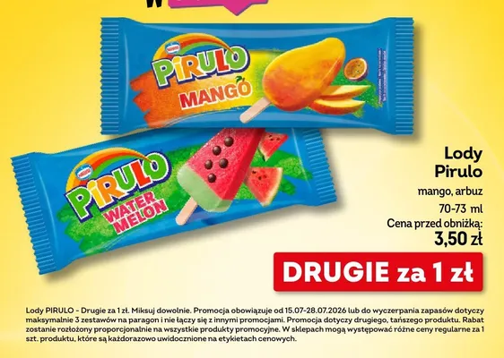 Lody Pirulo Mango promocja w Żabka