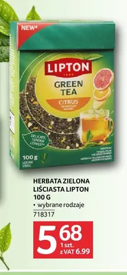 Herbata zielona liściasta Lipton promocja w Selgros
