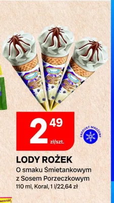 Lody rożek o smaku śmietankowym z sosem porzeczkowym Koral promocja w Chorten