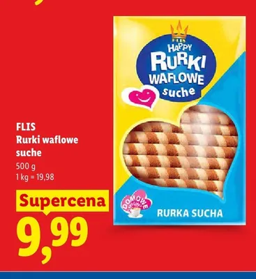 Rurki waflowe suche Flis Happy promocja w Lidl