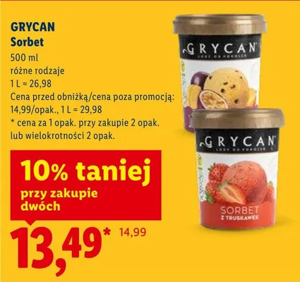 Sorbet Grycan promocja w Lidl