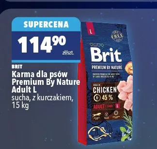 Karma dla psów Premium By Nature Adult L sucha z kurczakiem BRIT promocja w Biedronka Home