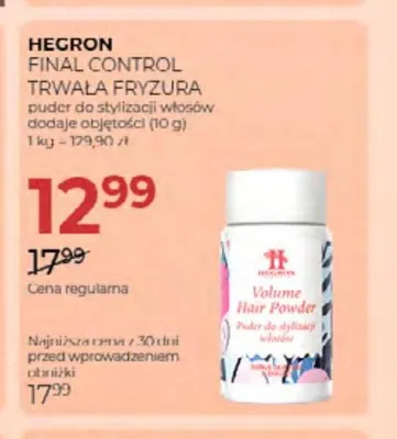 Puder do stylizacji włosów Hegron Final Control Trwała Fryzura promocja w Drogerie Jawa