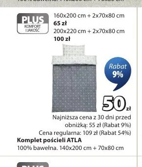 Komplet pościeli ATLA 100% bawełna 140x200cm+70x80cm promocja w Jysk