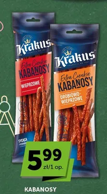 Kabanosy extra cienkie wieprzowe Krakus promocja w Euro Sklep
