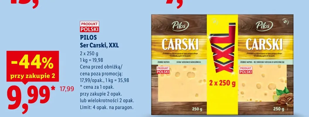 Ser Carski 2-pak XXL Pilos promocja w Lidl
