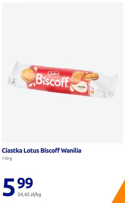 Ciastka Lotus Biscoff wanilia promocja w Action