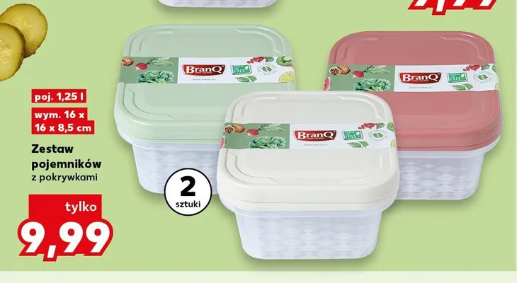 Zestaw pojemników z pokrywkami BranQ 1,25 l promocja w Kaufland