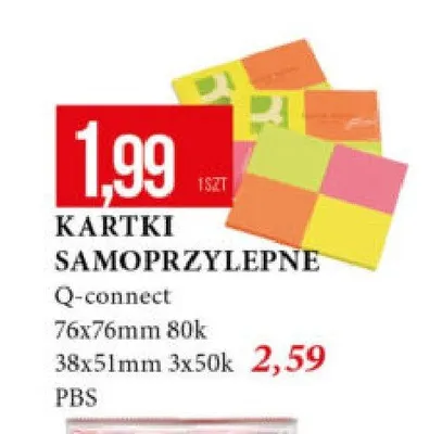 Kartki samoprzylepne Q-Connect 76x76 mm 80k promocja w Leclerc