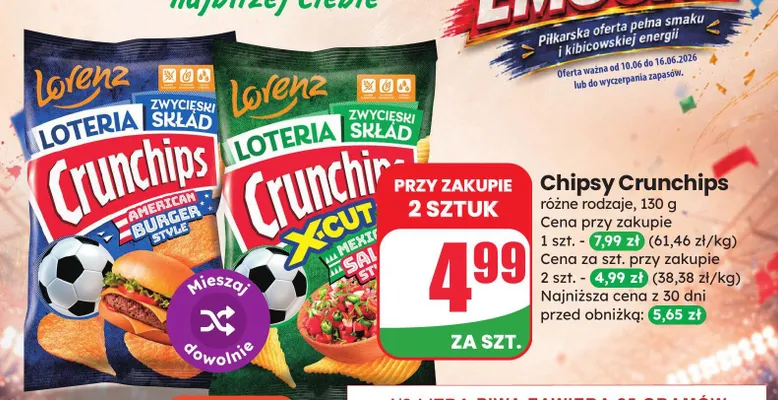 Chipsy Crunchips American Burger Style promocja w Dino
