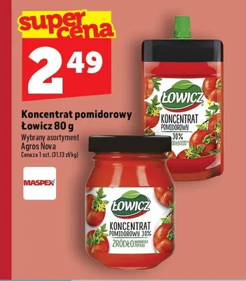 Koncentrat pomidorowy Łowicz 30% promocja w TOPAZ