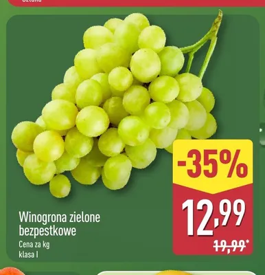 Winogrona zielone bezpestkowe promocja w Aldi