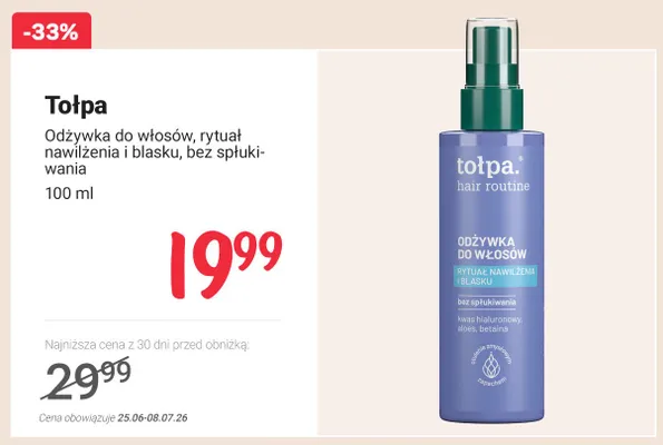 Odżywka do włosów Tołpa Hair Routine bez spłukiwania promocja w Rossmann