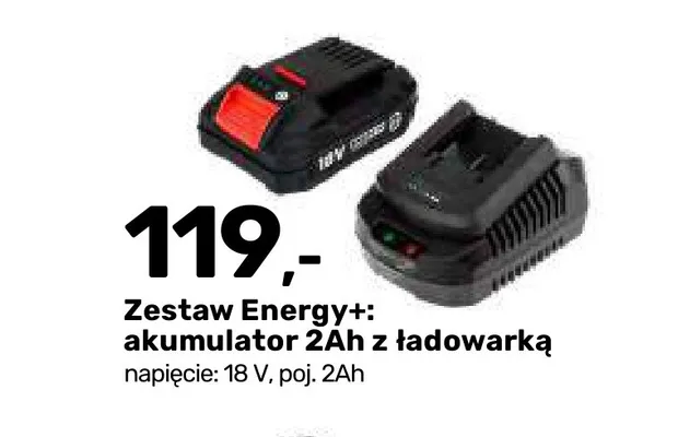 Zestaw akumulator 2Ah z ładowarką Graphite Energy+ promocja w Bricomarche