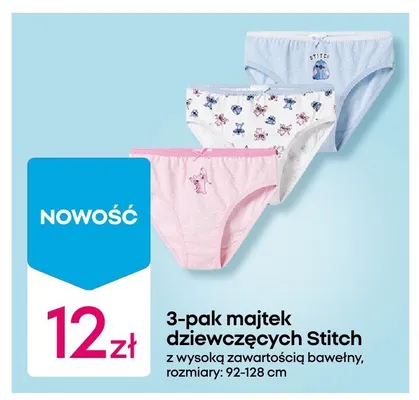 Majtki dziewczęce Disney Stitch 3-pak promocja w Pepco