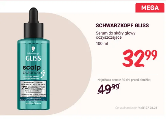 Serum do skóry głowy oczyszczające Schwarzkopf Gliss promocja w Rossmann