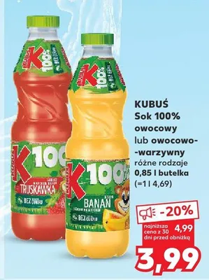 Sok 100% owocowy lub owocowo-warzywny różne rodzaje promocja w Kaufland