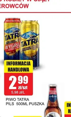 Piwo Tatra Jasne Pełne promocja w Bingo