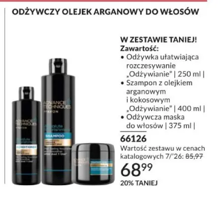 Zestaw kosmetyków do włosów Avon Advance Techniques odżywka + szampon + maska promocja w AVON