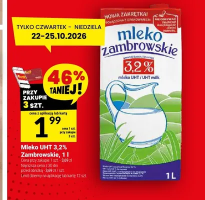 Mleko UHT Zambrowskie 3,2% promocja w Twój Market