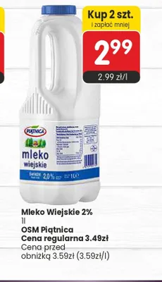 Mleko Wiejskie 2% Piątnica promocja w Market Point