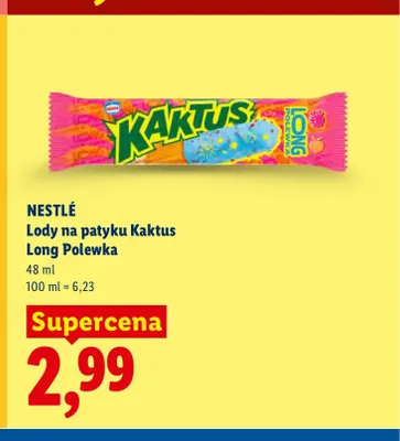 Lody na patyku Kaktus Long Polewka promocja w Lidl