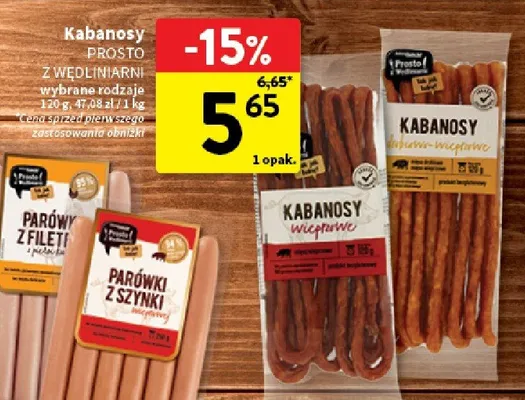 Kabanosy drobiowo-wieprzowe Prosto z Wędliniarni promocja w Intermarche