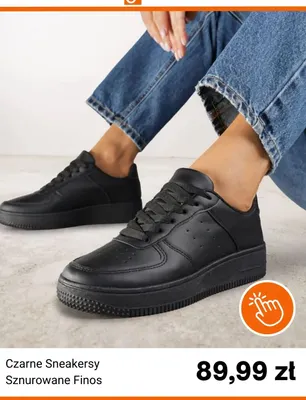 Czarne sneakersy sznurowane Finos promocja w Born2be