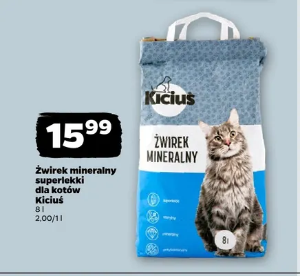 Żwirek mineralny superlekki dla kotów Kiciuś promocja w Netto