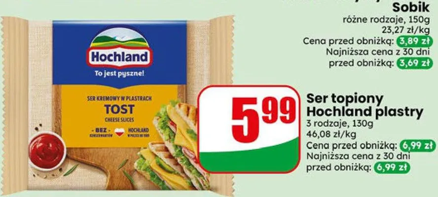 Ser topiony Hochland plastry Tost promocja w Dino