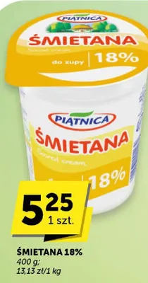 Śmietana Piątnica Śmietana 18% promocja w Euro Sklep