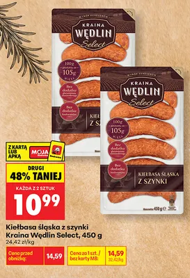 Kiełbasa śląska z szynki Kraina Wędlin Select promocja w Biedronka