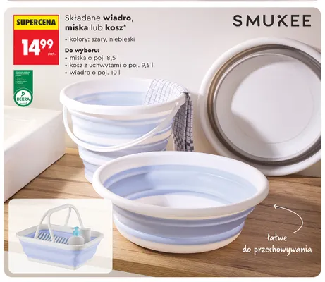 Składane wiadro o poj. 10 l Smukee promocja w Biedronka