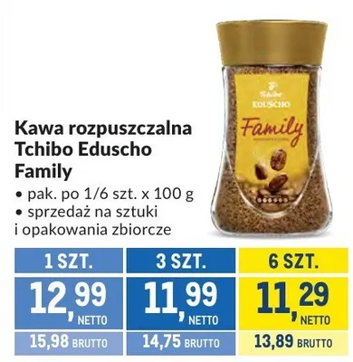 Kawa rozpuszczalna Tchibo Eduscho Family promocja w Makro