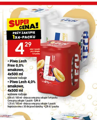 Piwo bezalkoholowe Lech smakowe 4-pak 500 ml promocja w Twój Market