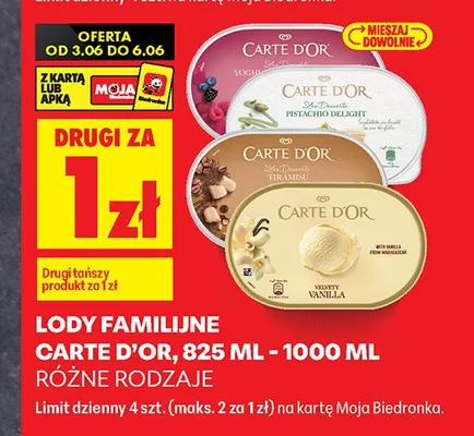 Lody familijne Carte D'Or Velvety Vanilla promocja w Biedronka