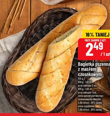 Bagietka pszenna z masłem czosnkowym promocja w POLOmarket